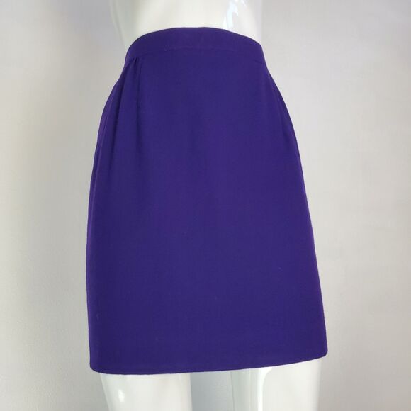 Vintage 80's Purple Wool Mini Skirt - Picture 2 of 5